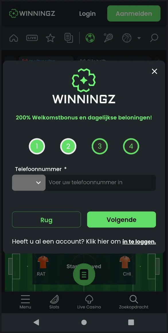 Direct registreren bij Winningz en beginnen met spelen