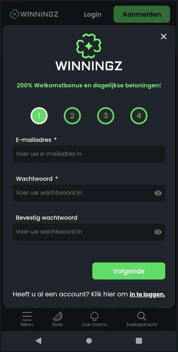 Snelle registratie voor nieuwe spelers bij Winningz
