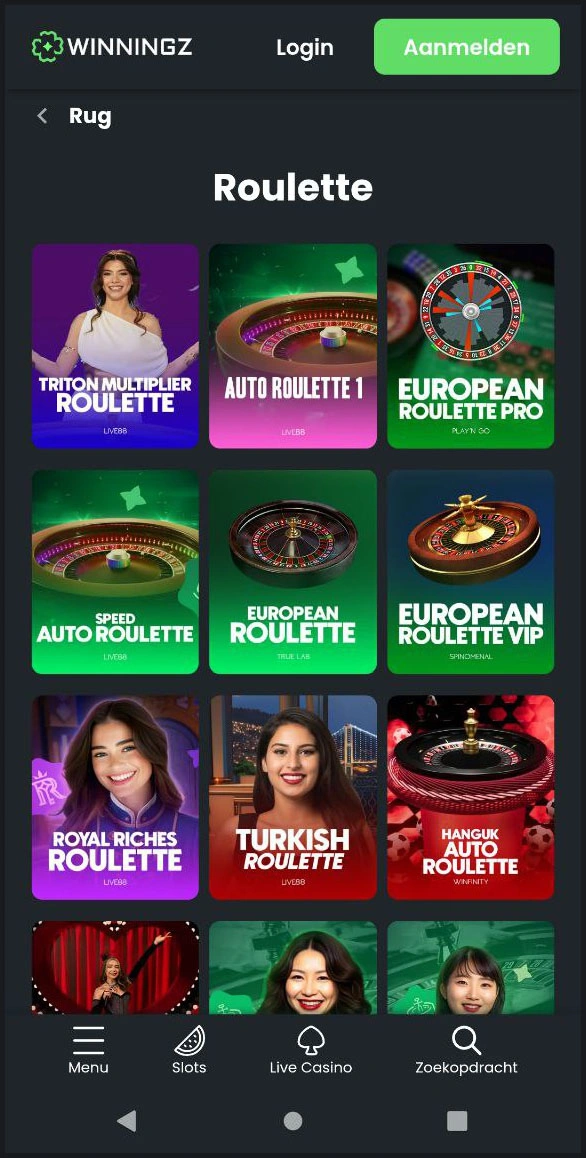 Online roulette-ervaring bij Winningz