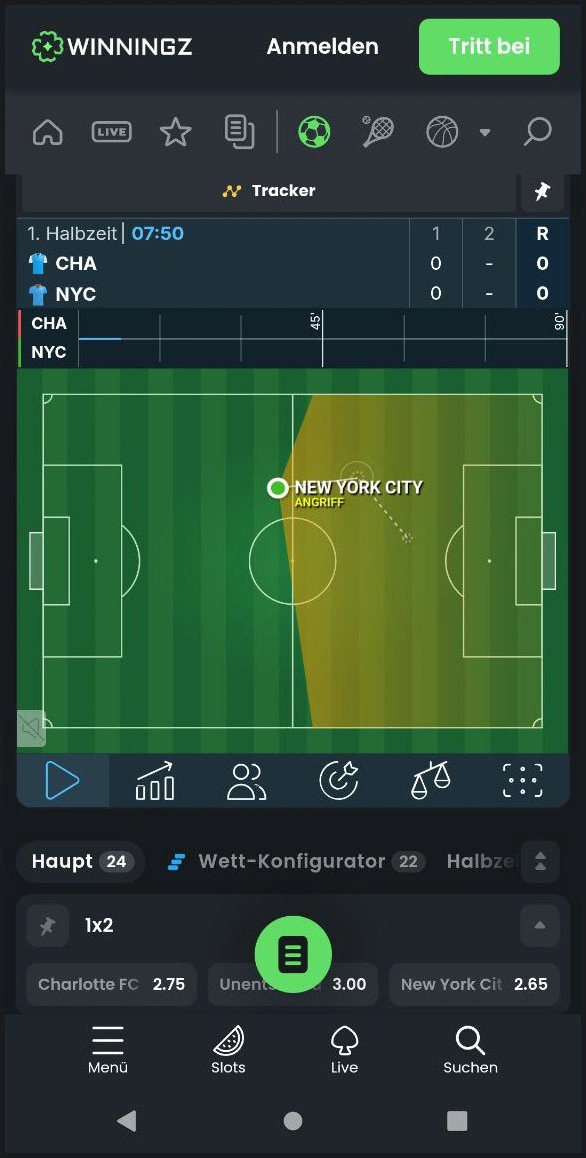 Pre-Match Sportwetten bei Winningz